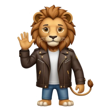 lion in a leather jacket, cool pose sticker