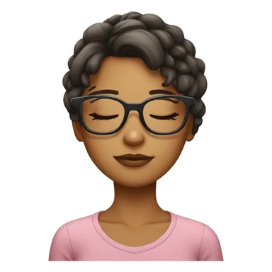 cute sleepy girl with glasses sticker