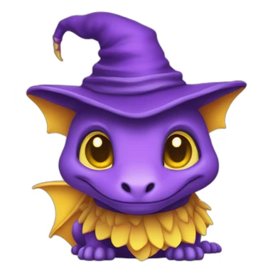 cute purple dragon with yellow eyes wearing wizard hat sticker