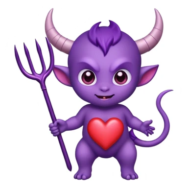 adorable baby demon with a tiny pitchfork and heart-shaped tail sticker