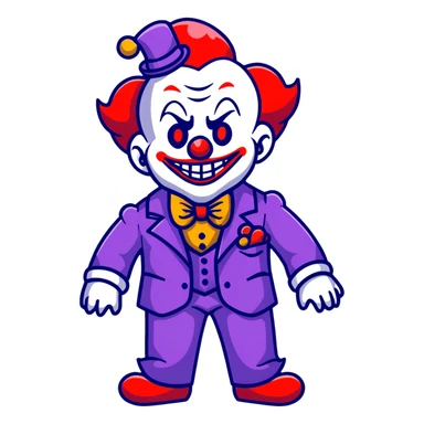 demonic clown wearing a leisure suit sticker