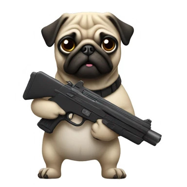 Pug holding a gun sticker