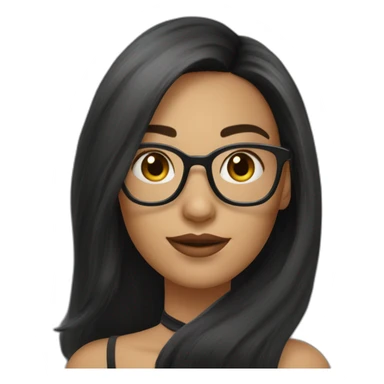 Femme cheveux lisse noir et lunette sticker