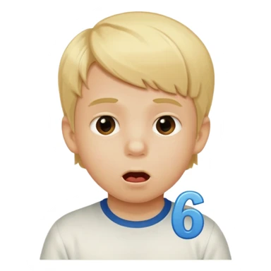 Blonde kid drooling with numbers 6 and 7 next to him  sticker