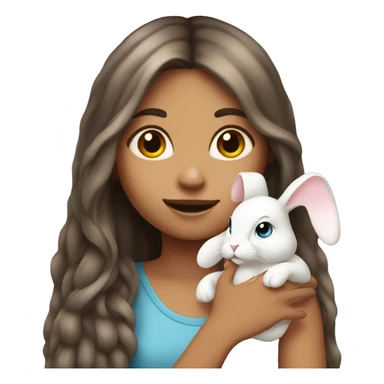 Girl with long hair hold bunny  sticker