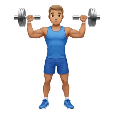 man with blue shorts doing side-lateral raise (T pose) with light dumbbells sticker