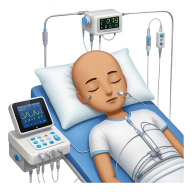 person sleeping with electrodes and monitoring equipment attached for a polysomnography sleep test sticker