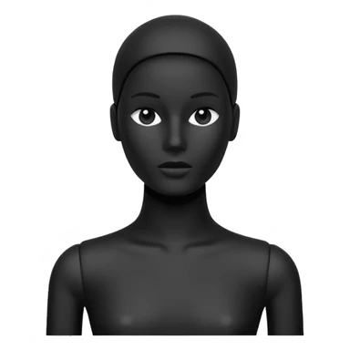 Minimalistic flat vector icon, iOS style, thin black contour on white background. Matte black mannequin in front of in 3D monochrome style. sticker