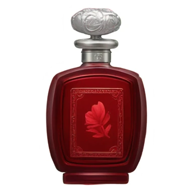 Dark red vintage French style perfume bottle with red begonias sticker