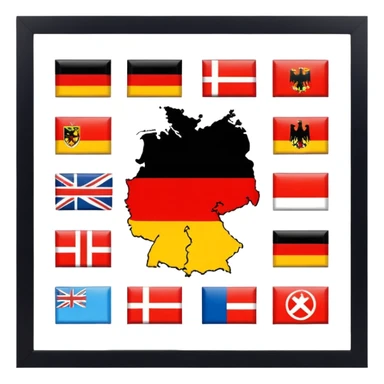 Germania divisa con bandiera L: US sud-ovest (Monaco, Francoforte), UK nord-ovest (Amburgo, Colonia), URSS est (Berlino Est, Dresda), France sud-ovest (Stoccarda, Friburgo) sticker