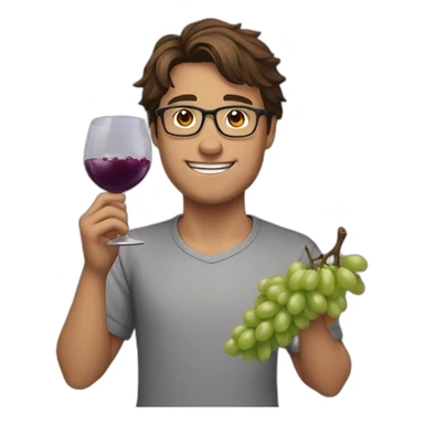 Young brown haired men with glasses, throwing grapes sticker
