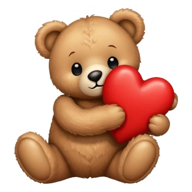 teddy bear hugging a red heart sticker