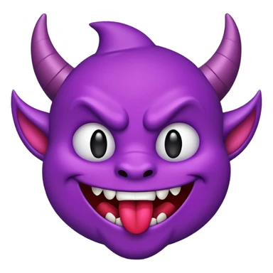 purple devil emoji with tongue sticking out ￼ sticker