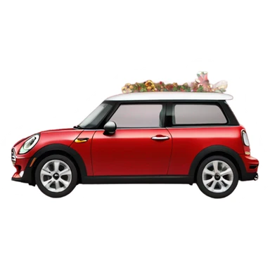 Red Mini Cooper Clubman with lots of Christmas decorations sticker