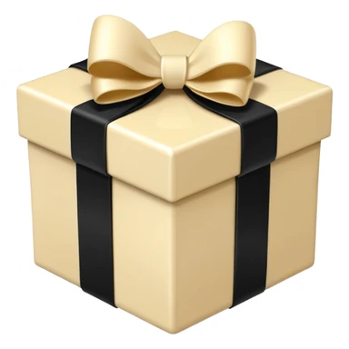 square ivory gift box present with a black bow sticker