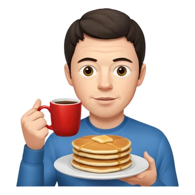 Rory mcilroy eating pancakes and holding a mug of coffee that says Uncle Bills sticker