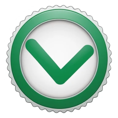 A stamp pressing down on a paper sheet, leaving a green circular mark with a check symbol inside, representing approval or verification. sticker