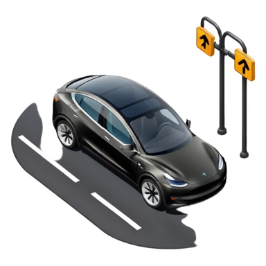 A Tesla Model Y parallel parking at a curb, from above sticker