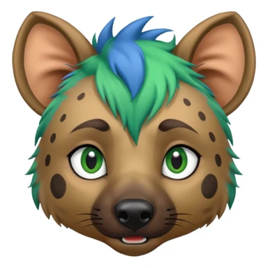 hyena with blue and green hair sticker