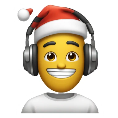 silly character with headphones and a santahat on sticker