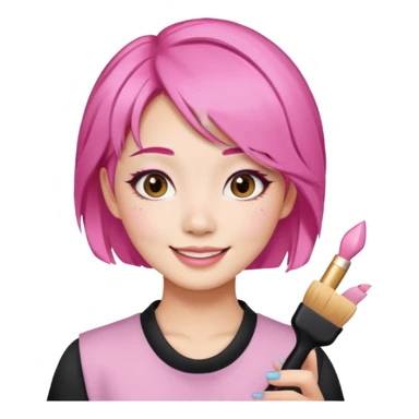 asian influencer pink hair selfie sticker