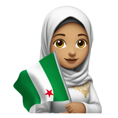 Algerian girl with An Algerian flag hijab🇩🇿 holding in hand the Palestinian flag 🇵🇸 sticker