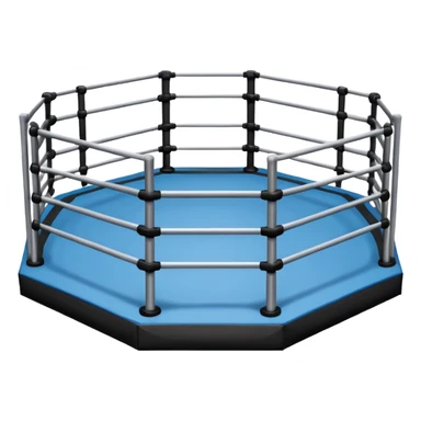 MMA cage arena object icon, octagon fighting cage with metal fence walls, padded corner posts, professional combat arena, 3D cartoon style, mobile game icon style, centered, clean background, no people, no text, no watermark
 sticker