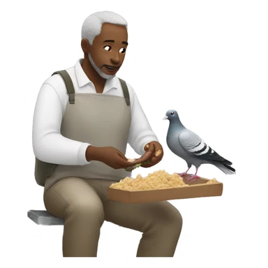 white man feeding pigeons sticker