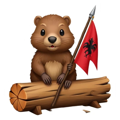 albanian flag with beaver on it sticker