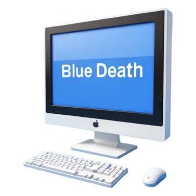 3D render of Blue Screen of Death, digital glitch art aesthetic, data corruption visual, computer monitor displaying a solid blue screen with white text, pixelated distortion, emoji style, isolated on white background --v 6.0. sticker