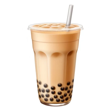 Bubble tea with tapioca pearls and milk tea, with straw sticker