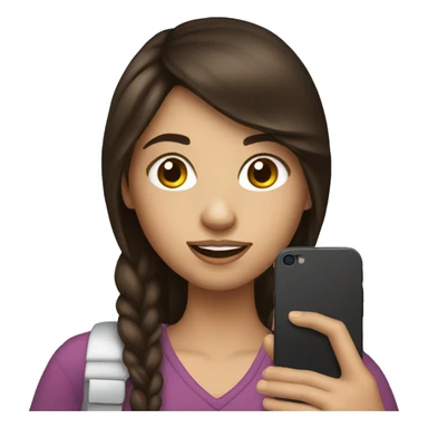 Brunette Girl taking selfie with her phone sticker