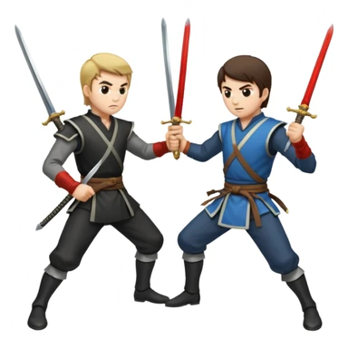 two men fighting a duel with swords sticker