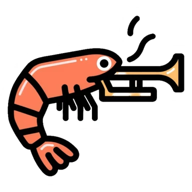 small shrimp plays the trumpet sticker