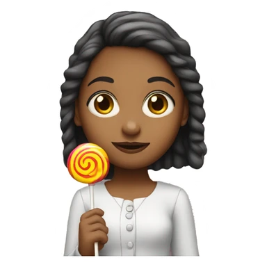 A girl holding a lollipop sticker