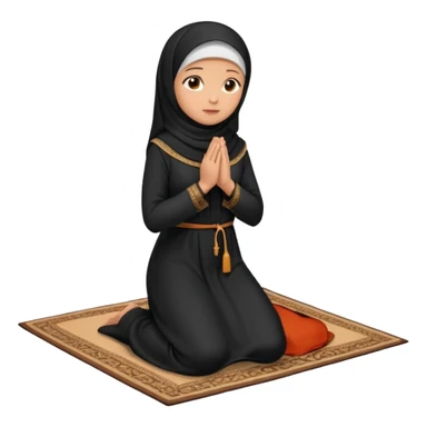 muslim woman praying on a praying carpet with a black abaya on sticker