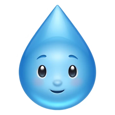 A single water droplet emoji, glossy and smooth, cartoonish, vibrant blue color, high detail, simple and cute design, without facial features, isolated on white background, centered compositio

 sticker