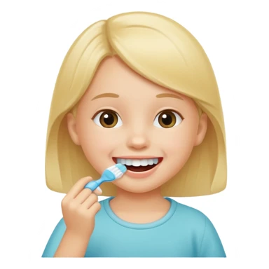 little girl brushing her teeth sticker