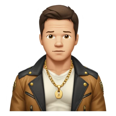 Mark Wahlberg as Marky Mark with shirtless with necklace, jacket sticker