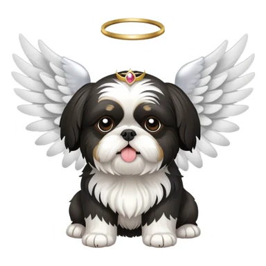 Black and white shih tzu with wings and halo sticker