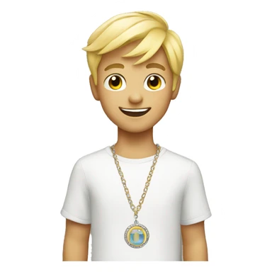 smiling blonde boy with necklace sticker