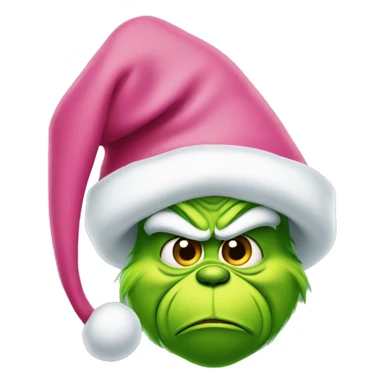 Grinch with a pink Santa hat sticker