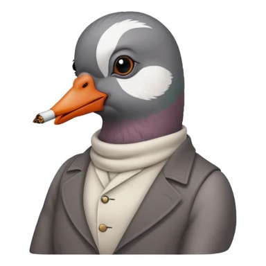 Pleasr make a cool pigeon snoking a cigarette in the style of pepe sticker