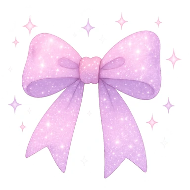 girly sparkling object, bow with sparkles, no background sticker