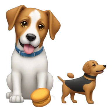 Un chien est en train de se battre avec une machine distributeur de croquettes  sticker