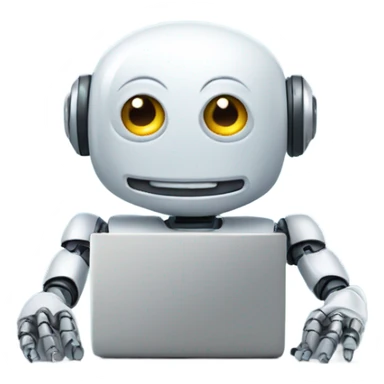 friendly happy robot on computer sticker