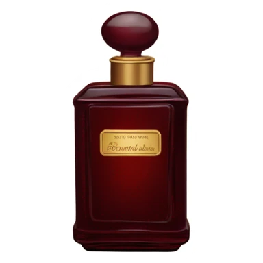 Dark red vintage French style perfume bottle with red asters sticker