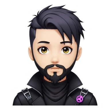 Cute kawaii boy cyberpunk edgy anime beard goth sticker