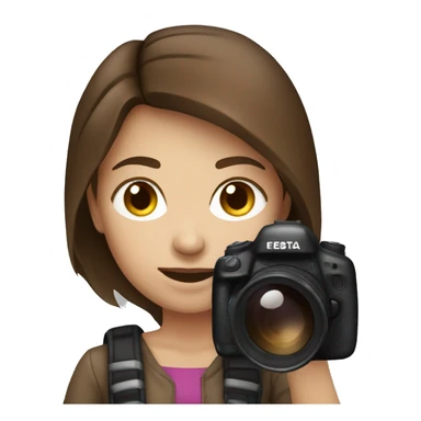 female photographer with brown hair and brown eyes taking a picture  sticker