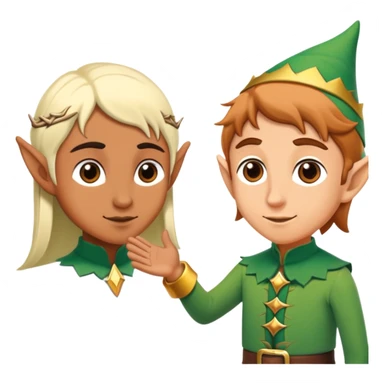 a person meeting an elf sticker